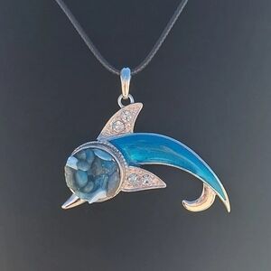 Graceful Blue Apatite dolphin with 24 inch cord